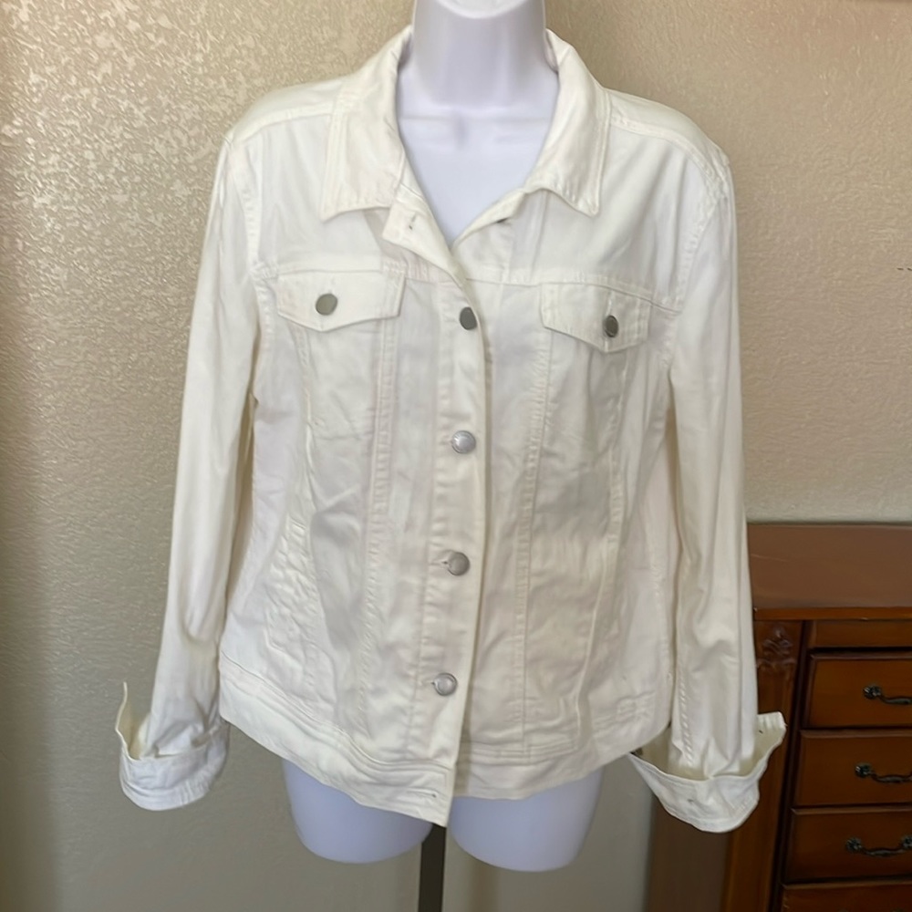 Universal Thread White Cotton Jean Jacket Size L - image 1